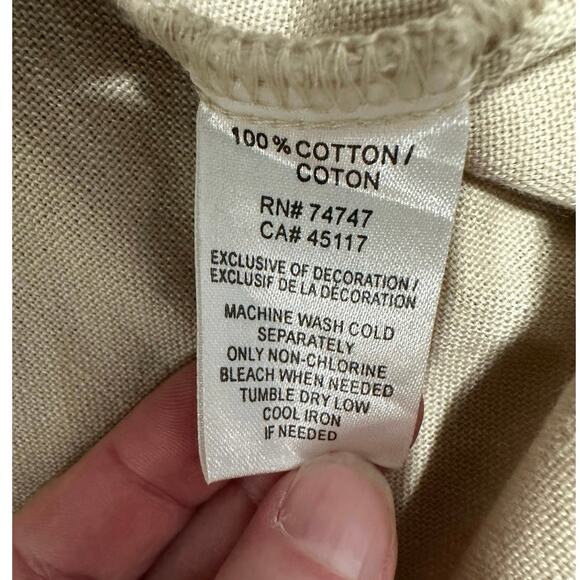 Natural Reflections Tan Embroidered Long Sleeve Cotton Tunic Hoodie Size L - Picture 5 of 7